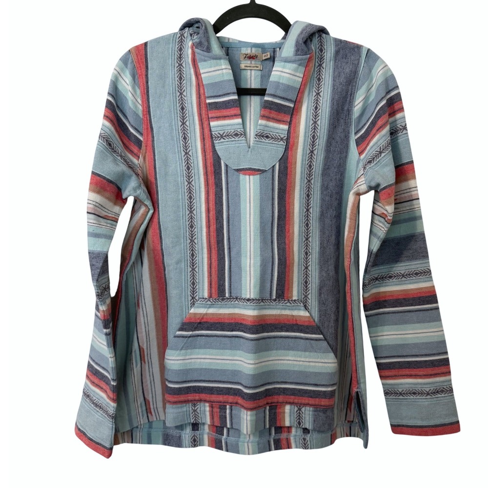 Faherty x Doug Good Feather Baja Poncho Women XS Organic Cotton Beach